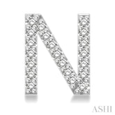 1/8 Ctw Initial 'N' Round Cut Diamond Earrings in 10K White Gold